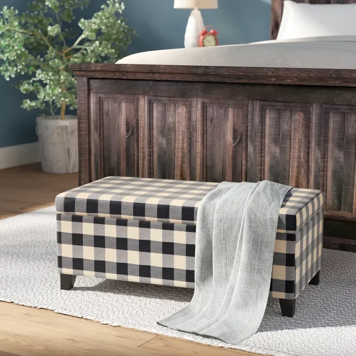 Storage Ottoman Black Fabric