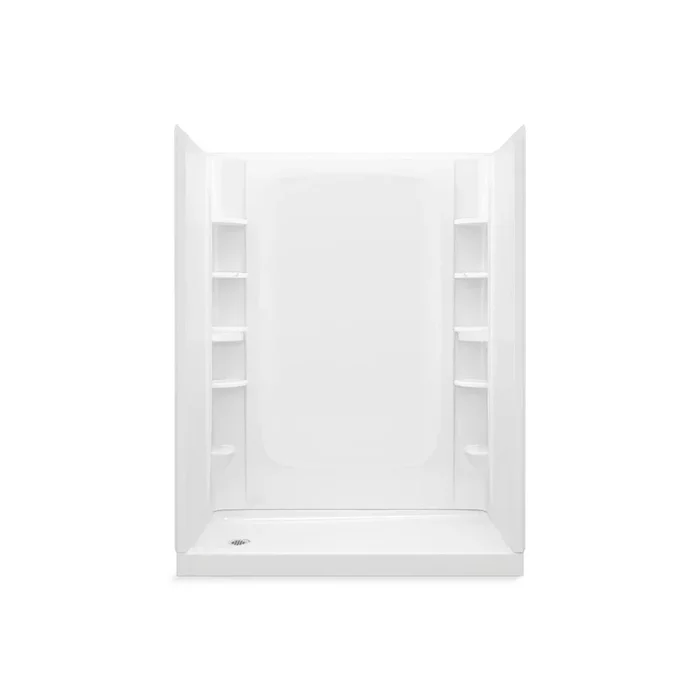 STORE+ 30 in. x 60 in. Single Threshold Left-Hand Shower Base with Shower Walls and 10-Piece Accessory Kit in White
