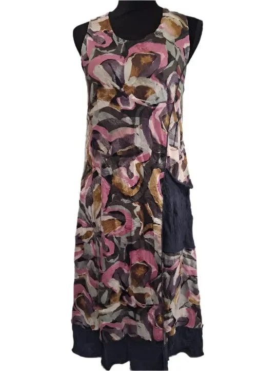 Street-Dress Navy/Pink Long Mixed Print 524