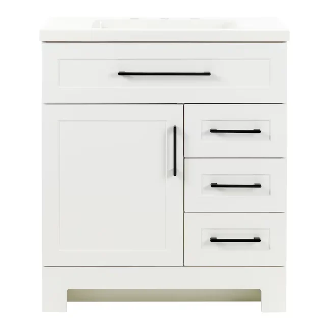 Style Selections Cauley 30-in White Single Sink Bathroom Vanity with White Cultured Marble Top