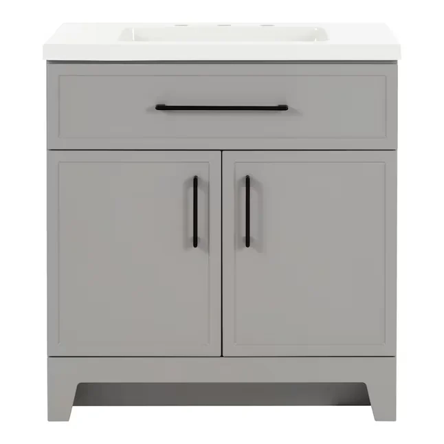 Style Selections Potter 30-in Gray Single Sink Bathroom Vanity with White Cultured Marble Top