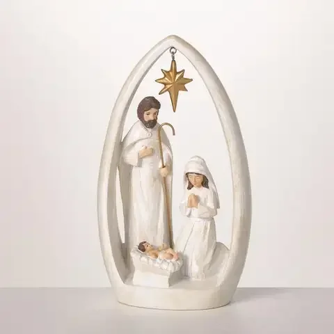 Sullivans White Holy Family Nativity Scene Figurine 9 in.