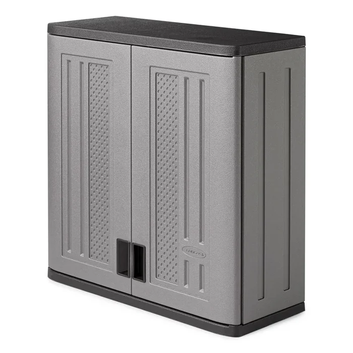 Suncast 4 Cubic Feet Resin Single Shelf Garage Wall Storage Cabinet, Platinum