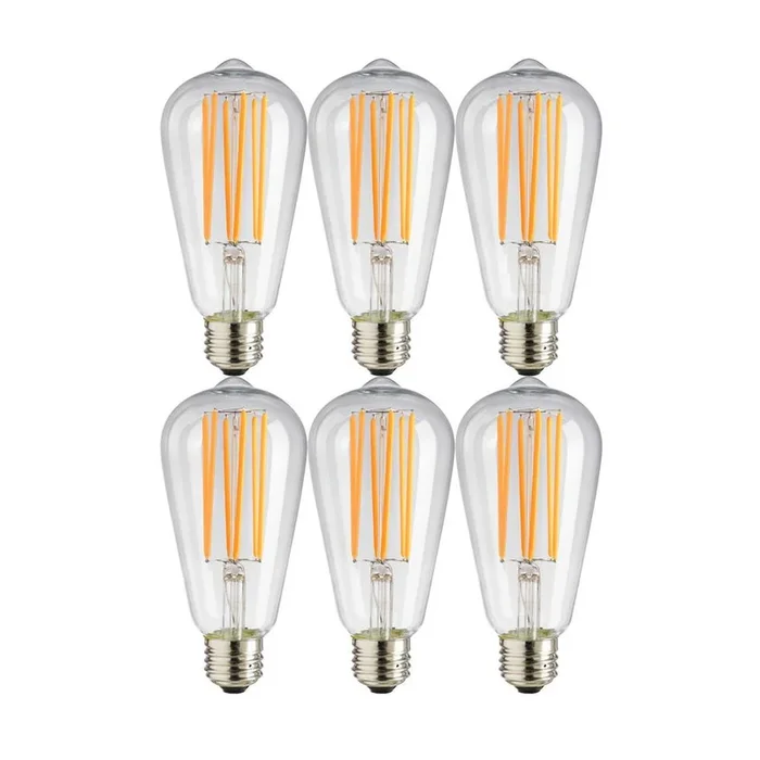 Sunlite 40-Watt Equivalent ST19 Dimmable Vintage Edison LED Light Bulb, Amber 2200K (6-Pack)