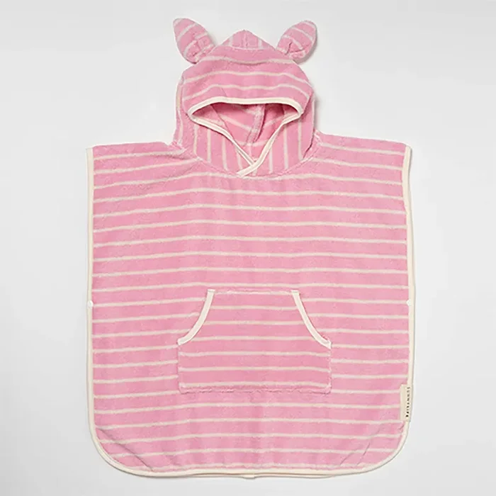 Sunny Life – Kid’s Cotton Candy Pink Stripe Hooded Towel