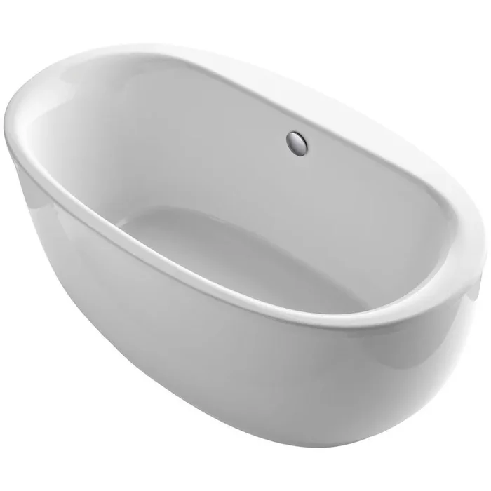 Sunstruck 66 in. x 36 in. Oval Freestanding Bathtub with Fluted Shroud and Center Drain in White