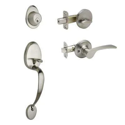 Sure-Loc Hardware Interconnect Satin Stainless Passage Door Lock Handle set combo