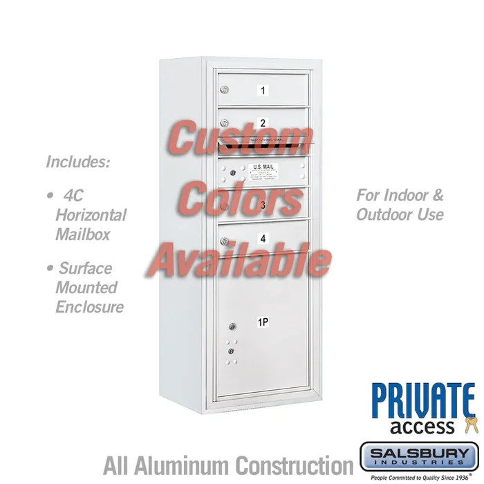 Surface Mounted 4C Horizontal Mailbox Unit – 10 Door High – Single Column – Private Access