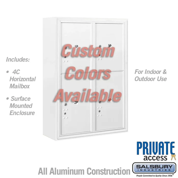 Surface Mounted 4C Horizontal Mailbox Unit with Parcel Locker – Double Column – Private Access