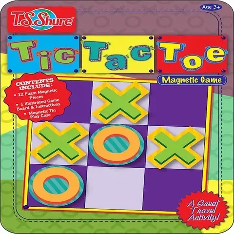 T.S. Shure Tic Tac Toe Magnetic Game Tin Multicolor