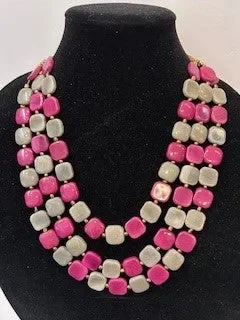 Tagua Necklace – SC1002_PR-CO -Pink / Grey