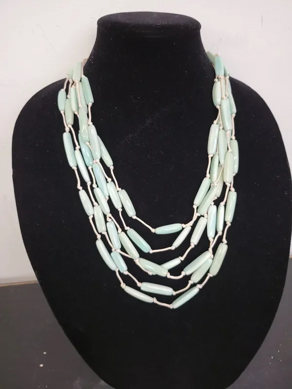 Tagua Necklace – SC374 -Celeste – green mint