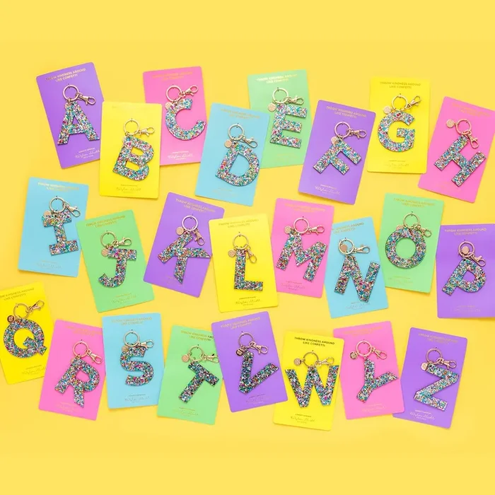 Taylor Elliott Designs – Colorful Confetti Alphabet Keychain