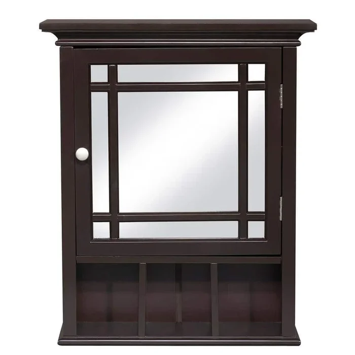 Teamson Home Neal 20 in. W x 24.13 in. H x 6.5 in. D Removable Wooden Medicine Cabinet with Mirrored Door in Espresso
