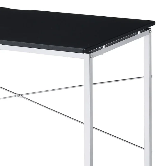 Tennos Black & Chrome Finish Writing Desk Black Metal,Synthetic Wood
