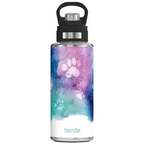 Tervis 32 oz Multicolored BPA Free Paw Prints Insulated Bottle