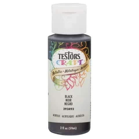 Testors Metallic Black Water-Based Craft Paint Interior 2 oz