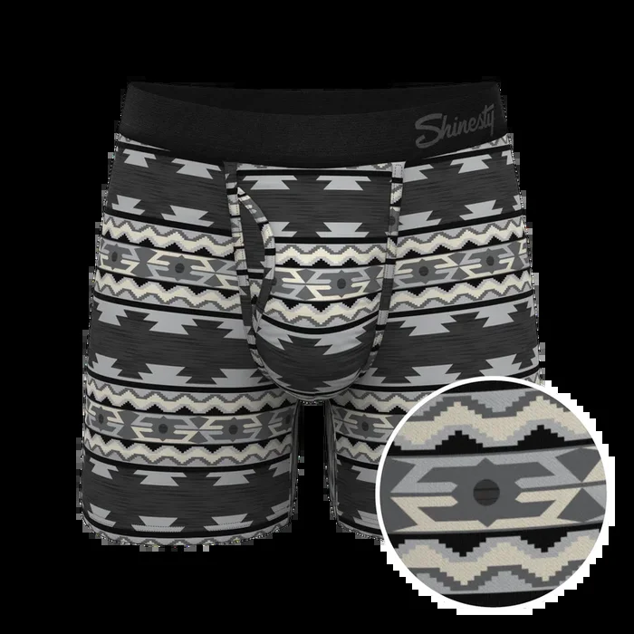 The Arroyo Grande | Grey and Black Aztec Ball Hammock® Pouch Underwear With Fly