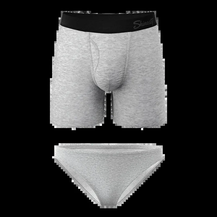 The Intramural Champ | Grey Bikini and Ball Hammock® Boxer With Fly Matching Couples Underwear Pack