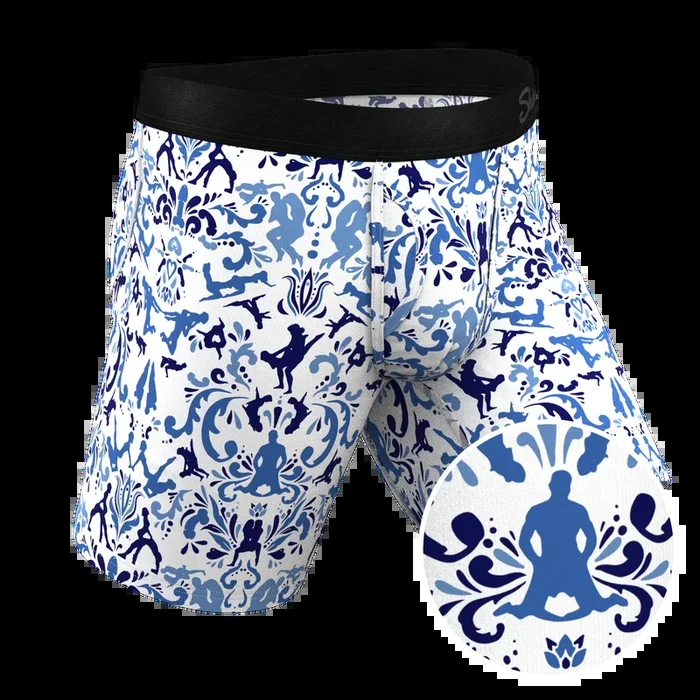 The Risqué Rorschach | Blue Willow Long Leg Ball Hammock® Pouch Underwear With Fly