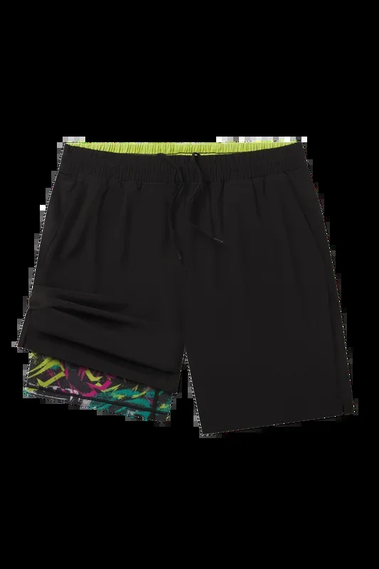 The Warm Up | Black and Neon Ball Hammock® 7 Inch Athletic Shorts