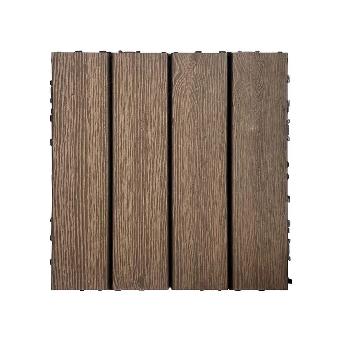 Tidoin Outdoor 1 ft. x 1 ft. Composite Deck Tile in Light Coffee(20 Per Box)