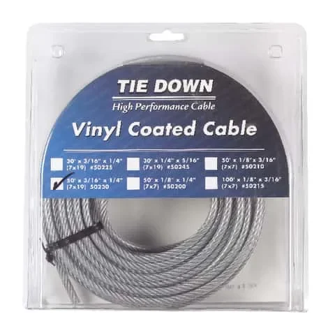 Tie Down Engineering 3/16 in. D X 50 ft. L Vinyl Coated Galvanized Steel Aircraft Cable