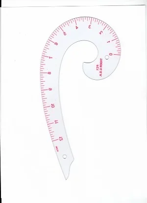 Tiger FC1, Armhole Plastic French Curve # 17, 9″, Graduated in inches for pattern making