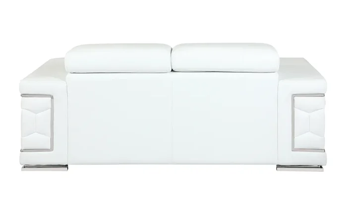 Top Grain Italian Leather Loveseat White Foam Leather