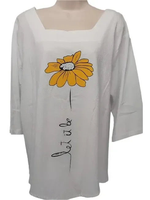 Top Pullover-Let it Be Sunflower-White-Women’s