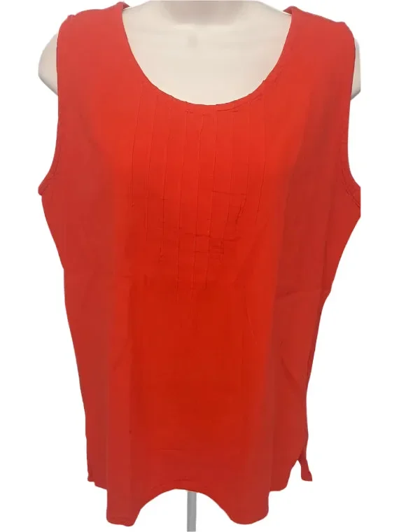 Top S-1265 Pleated Tank-Red-Women