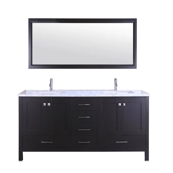 Totti Shaker 72″ Transitional Bathroom Vanity with White Carrera Countertop