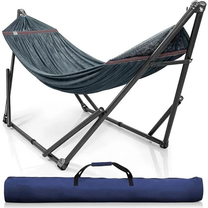 Tranquillo Universal 106.5″ Double Hammock with Adjustable Stand and Bag, Gray