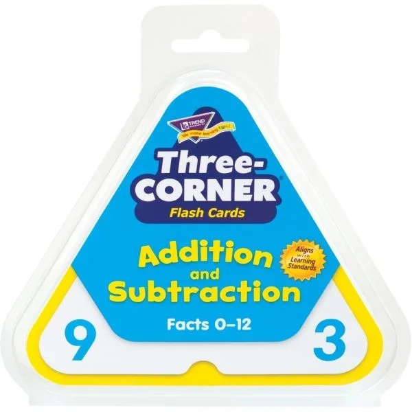 Trend Three-Corner Flash Cards, Addition And Subtraction, Box Of 48 Cards