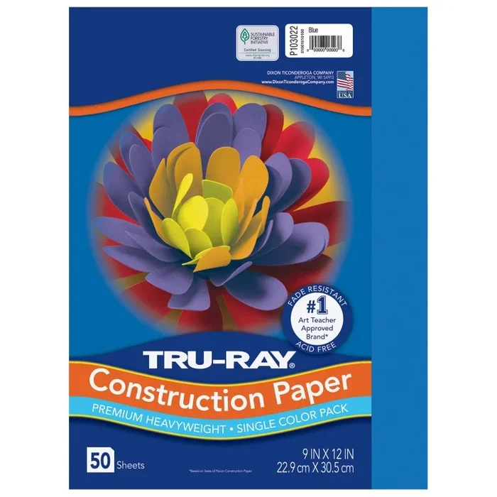 Tru Ray 9 X 12 Blue 50 Sht Construction Paper