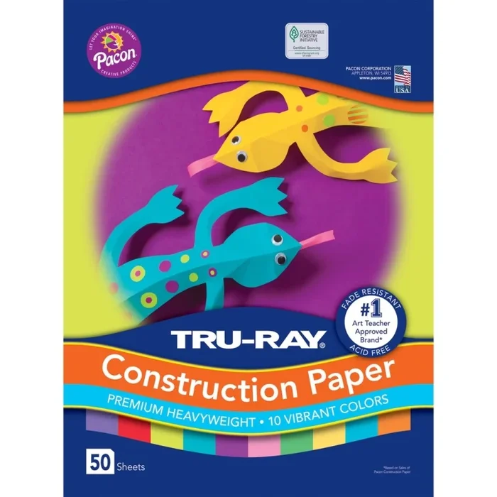 Tru-Ray® Vibrant 12″ X 18″ Construction Paper 10 Colors 50 Sheets