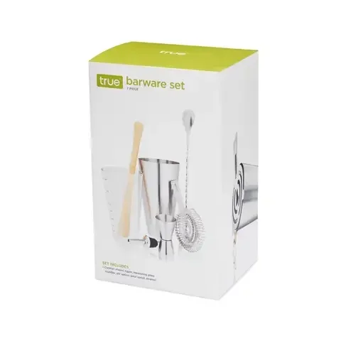True Multicolored Glass/Stainless Steel Barware Set