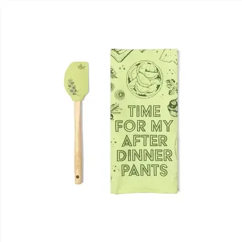 Two Left Feet Green Cotton Tea Towel