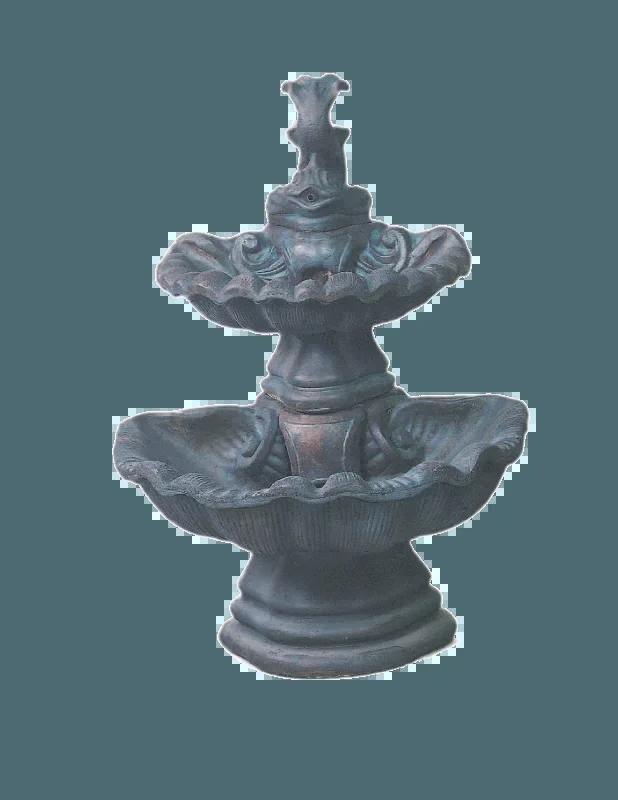 Two Tier With Fish Cast Stone Foutains