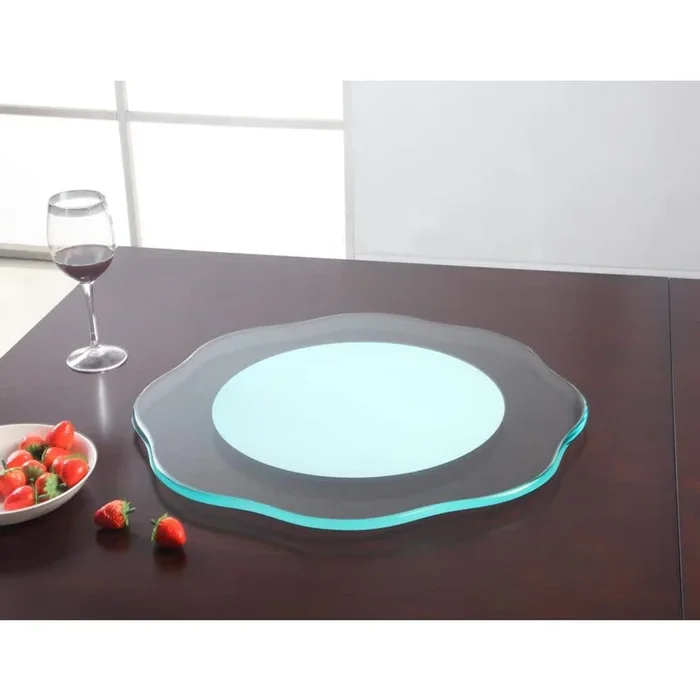 Unbranded 24 in. Flower Design Clear Glass – 3/8 in. Thick – Lazy Susan