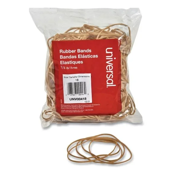 Universal Rubber Bands, Size 18, 0.04″ Gauge, Beige, 400/Pack
