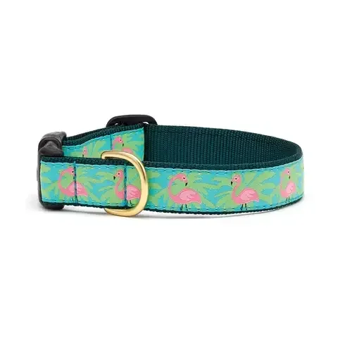 Up Country Green Flamingo Nylon Dog Collar Medium