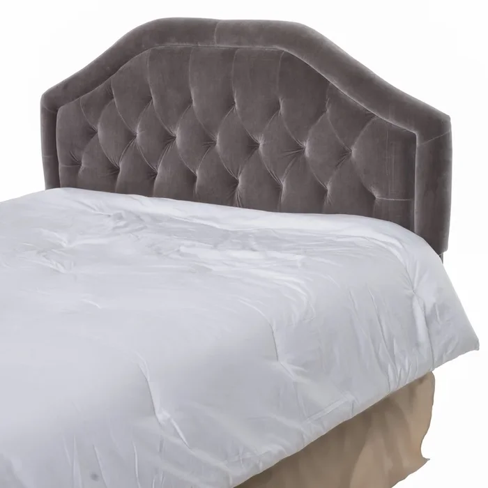 Upholstered Headboard, Diamond Tufted Design, Arched Structure, Easy Assembly, Grey Grey Fabric