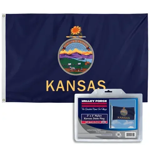 Valley Forge Kansas State Flag 36 in. H X 60 in. W