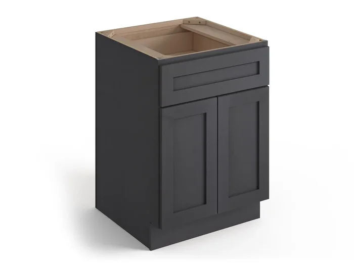 Valleywood Cabinetry 24-in W x 34.5-in H x 24-in D Ideal Gray Birch 1-Drawer Base Ready To Assemble Plywood Cabinet (Flat Panel Shaker Style)