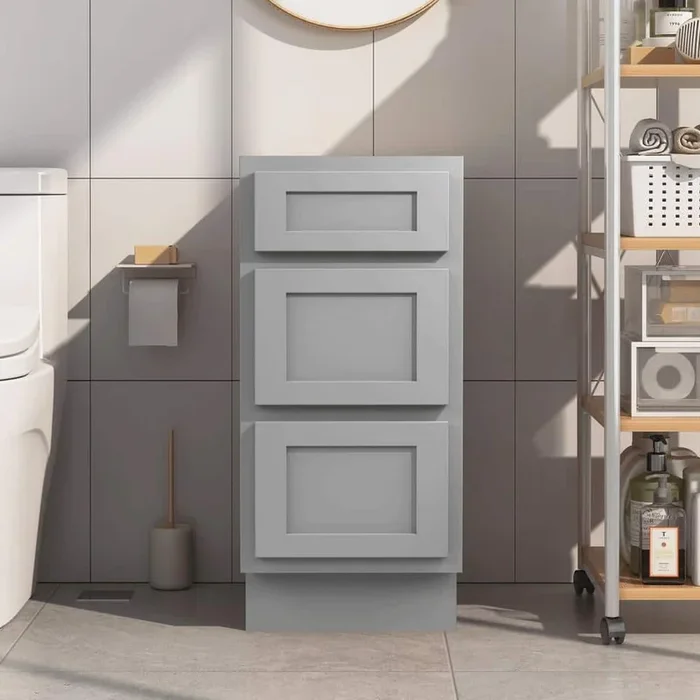 Vanity Art 15 in. W x 21 in. D x 32.5 in. H 3-Drawers Bath Vanity Cabinet Only in Gray