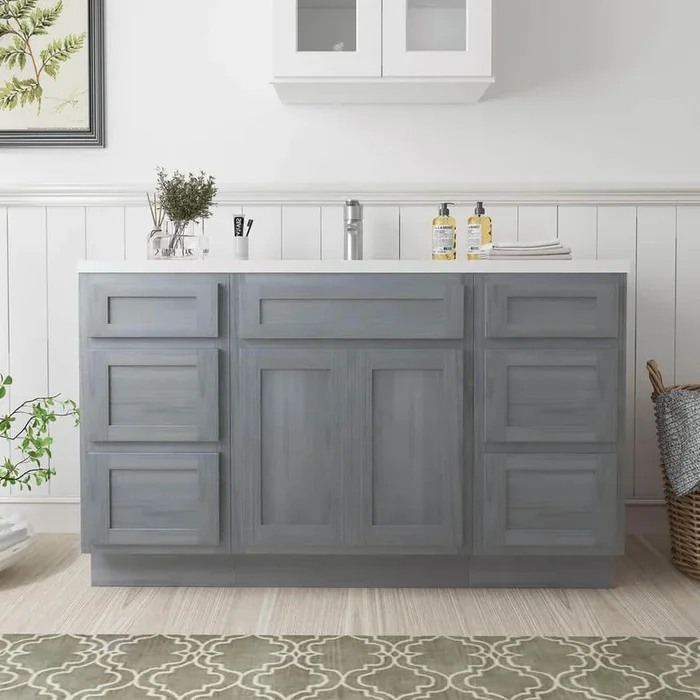 Vanity Art 54 in. W x 21 in. D x 32.5 in. H Bath Vanity Cabinet without Top in Silver