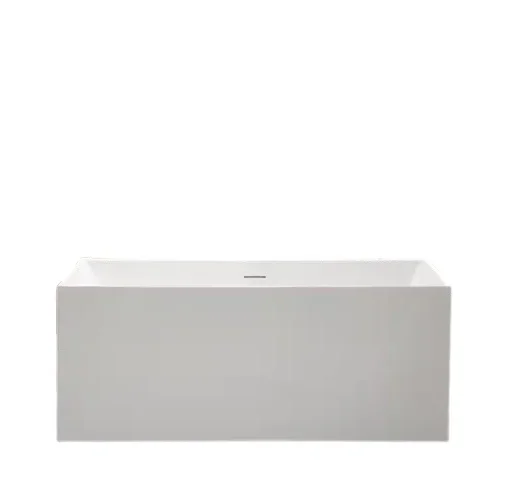 Vanity Art 67 in. Acrylic Flatbottom Freestanding Bathtub in White/Integrated Overflow