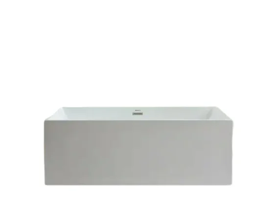 Vanity Art Talence 59 in. Acrylic Flatbottom Freestanding Bathtub in White/Polished Chrome