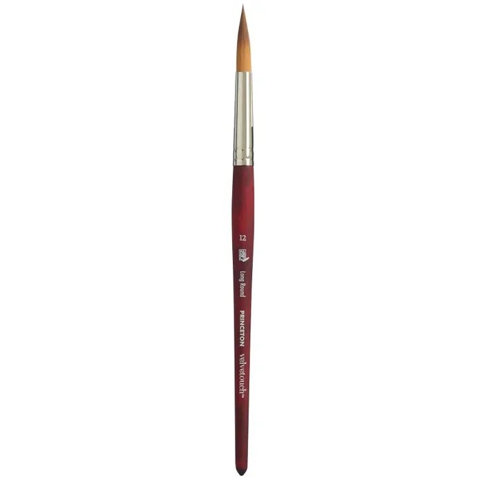 Velvetouch Long Round Brush Size 12 Series 3950 Short Scarlet Handle